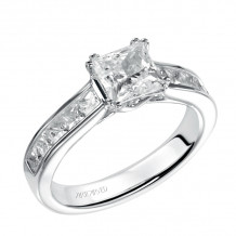 Artcarved Bridal Semi-Mounted with Side Stones Classic Engagement Ring Margaret 14K White Gold - 31-V409FCW-E.01