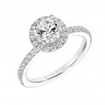 Artcarved Bridal Semi-Mounted with Side Stones Classic Halo Engagement Ring Ileana 14K White Gold - 31-V816ERW-E.01