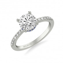 Artcarved Bridal Mounted with CZ Center Classic Engagement Ring 14K White Gold & Blue Sapphire - 31-V1032SGRW-E.00