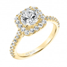 Artcarved Bridal Semi-Mounted with Side Stones Classic Halo Engagement Ring Lenore 14K Yellow Gold - 31-V733ERY-E.01