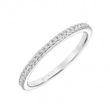 Artcarved Bridal Mounted with Side Stones Classic Solitaire Diamond Wedding Band Elyse 14K White Gold - 31-V891W-L.00