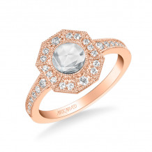 Artcarved Bridal Mounted Mined Live Center Vintage Rose Goldcut Halo Engagement Ring 18K Rose Gold - 31-V984CRR-E.01