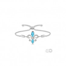 Ashi Sterling Silver White Single Cut Diamond and Blue Topaz Bracelet