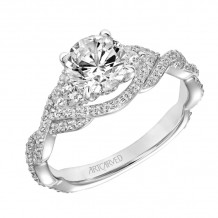 Artcarved Bridal Mounted with CZ Center Contemporary Twist Engagement Ring Dakota 18K White Gold - 31-V873ERW-E.02