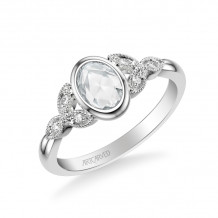 Artcarved Bridal Mounted Mined Live Center Contemporary Engagement Ring Charlotte 14K White Gold - 31-V999CVW-E.00