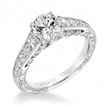 Artcarved Bridal Mounted with CZ Center Vintage Filigree Diamond Engagement Ring Hattie 14K White Gold - 31-V691ERW-E.00