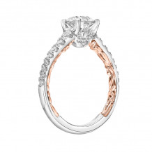 Artcarved Bridal Semi-Mounted with Side Stones Classic Lyric Engagement Ring Harley 18K White Gold Primary & Rose Gold - 31-V911ERWR-E.03