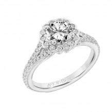 Artcarved Bridal Semi-Mounted with Side Stones Classic Halo Engagement Ring Luella 18K White Gold - 31-V806ERW-E.03
