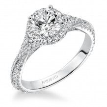 Artcarved Bridal Mounted with CZ Center Contemporary Twist Halo Engagement Ring Liana 14K White Gold - 31-V592ERW-E.00