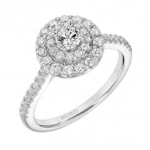 Artcarved Bridal Semi-Mounted with Side Stones Classic One Love Engagement Ring Athena 18K White Gold - 31-V882XRW-E.05