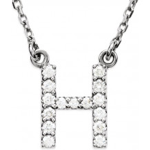 14K White Initial H 1/8 CTW Diamond 16 Necklace - 67311107P