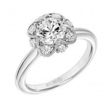 Artcarved Bridal Semi-Mounted with Side Stones Vintage Vintage Engagement Ring Rhoda 14K White Gold - 31-V859ERW-E.01