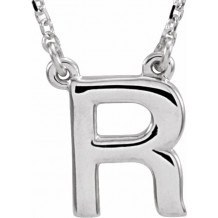 14K White Block Initial R 16 Necklace - 84634316230P