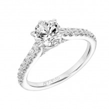 Artcarved Bridal Mounted with CZ Center Classic Diamond Engagement Ring Elana 14K White Gold - 31-V818ERW-E.00
