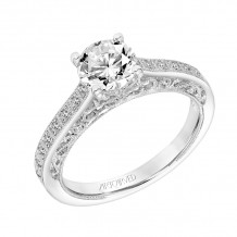 Artcarved Bridal Mounted with CZ Center Vintage Filigree Diamond Engagement Ring Mae 14K White Gold - 31-V810ERW-E.00