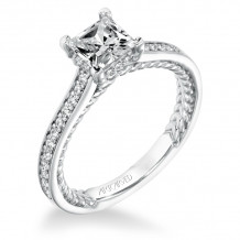 Artcarved Bridal Mounted with CZ Center Contemporary Rope Diamond Engagement Ring Keira 14K White Gold - 31-V674ECW-E.00