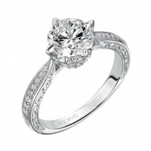 Artcarved Bridal Mounted with CZ Center Vintage Engraved Diamond Engagement Ring Calista 14K White Gold - 31-V492GRW-E.00
