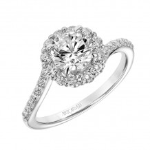 Artcarved Bridal Mounted with CZ Center Contemporary Twist Halo Engagement Ring Sierra 14K White Gold - 31-V888ERW-E.00