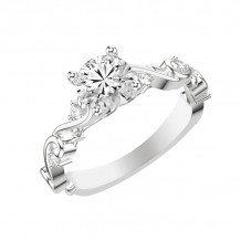 Artcarved Bridal Mounted with CZ Center Contemporary Lyric Engagement Ring 14K White Gold - 31-V1016ERW-E.00