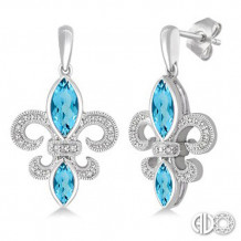Ashi Diamonds Silver Gemstone Fleur De Lis Earrings