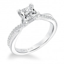 Artcarved Bridal Semi-Mounted with Side Stones Contemporary Twist Diamond Engagement Ring Tate 14K White Gold - 31-V671ECW-E.01