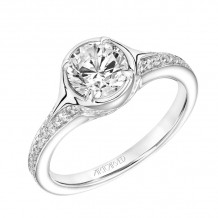 Artcarved Bridal Semi-Mounted with Side Stones Contemporary Bezel Diamond Engagement Ring Olive 14K White Gold - 31-V834ERW-E.01