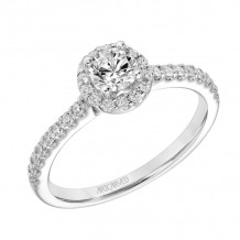 Artcarved Bridal Mounted Mined Live Center Classic One Love Halo Engagement Ring Layla 14K White Gold - 31-V324BRW-E.00