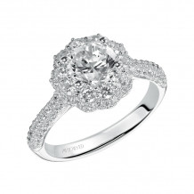 Artcarved Bridal Mounted with CZ Center Contemporary Halo Engagement Ring Tabitha 14K White Gold - 31-V450ERW-E.00