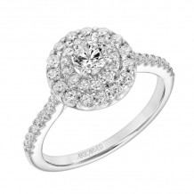 Artcarved Bridal Semi-Mounted with Side Stones Classic One Love Engagement Ring Athena 18K White Gold - 31-V882ARW-E.05