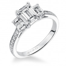 Artcarved Bridal Semi-Mounted with Side Stones Classic 3-Stone Engagement Ring Ashley 14K White Gold - 31-V248EEW-E.01