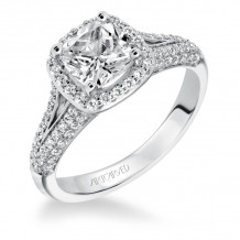 Artcarved Bridal Mounted with CZ Center Classic Halo Engagement Ring Ariel 14K White Gold - 31-V327GUW-E.00