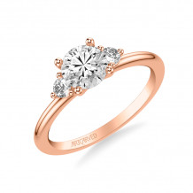 Artcarved Bridal Semi-Mounted with Side Stones Classic Engagement Ring 18K Rose Gold - 31-V1033ERR-E.03