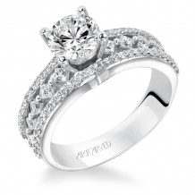 Artcarved Bridal Semi-Mounted with Side Stones Contemporary Diamond Engagement Ring Lauren 14K White Gold - 31-V208ERW-E.01