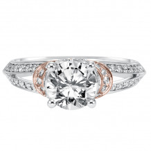Artcarved Bridal Mounted with CZ Center Contemporary Engagement Ring Tahlia 14K White Gold Primary & 14K Rose Gold - 31-V312FRR-E.00