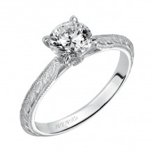 Artcarved Bridal Mounted with CZ Center Vintage Engraved Solitaire Engagement Ring Imani 14K White Gold - 31-V498ERW-E.00
