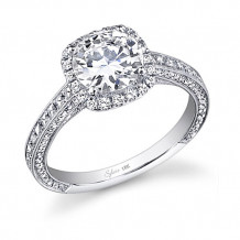 0.73tw Semi-Mount Engagement Ring With 1.5ct Head 3/4 Way