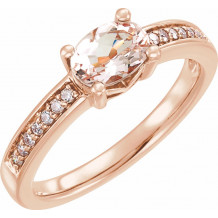 14K Rose Morganite & 1/10 CTW Diamond Ring - 65202060000P