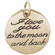 14k Gold I Love You To The Moon Charm
