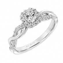 Artcarved Bridal Semi-Mounted with Side Stones Contemporary One Love Halo Engagement Ring Bella 14K White Gold - 31-V320ARW-E.04