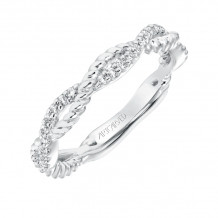 Artcarved Bridal Mounted with Side Stones Contemporary Twist Diamond Wedding Band Rhea 14K White Gold - 31-V697W-L.00