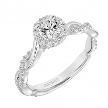 Artcarved Bridal Semi-Mounted with Side Stones Contemporary One Love Halo Engagement Ring Kinsley 14K White Gold - 31-V657BRW-E.04