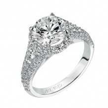 Artcarved Bridal Mounted with CZ Center Classic Halo Engagement Ring Wanda 14K White Gold - 31-V506HRW-E.00