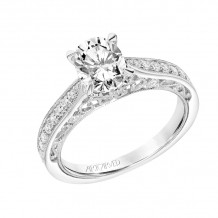 Artcarved Bridal Semi-Mounted with Side Stones Vintage Filigree Diamond Engagement Ring Vera 14K White Gold - 31-V791EVW-E.01