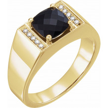 14K Yellow Onyx & 1/10 CTW Diamond Ring - 9838601P