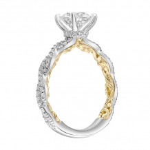 Artcarved Bridal Semi-Mounted with Side Stones Contemporary Lyric Engagement Ring Ione 18K White Gold Primary & 18K Yellow Gold - 31-V921GRWY-E.03