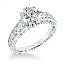 Artcarved Bridal Semi-Mounted with Side Stones Vintage Filigree Diamond Engagement Ring Mariah 14K White Gold - 31-V693GVW-E.01