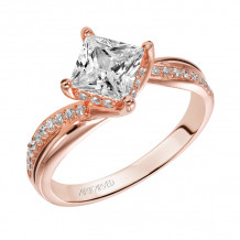 Artcarved Bridal Semi-Mounted with Side Stones Contemporary Twist Diamond Engagement Ring Stella 14K Rose Gold - 31-V304FCR-E.01