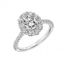 Artcarved Bridal Mounted with CZ Center Classic Halo Engagement Ring 14K White Gold - 31-V902EVW-E.00