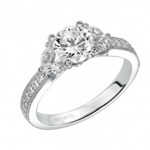 Artcarved Bridal Semi-Mounted with Side Stones Vintage Engagement Ring Florence 14K White Gold - 31-V447ERW-E.01