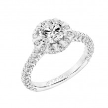 Artcarved Bridal Semi-Mounted with Side Stones Classic Halo Engagement Ring Pamela 18K White Gold - 31-V809ERW-E.03